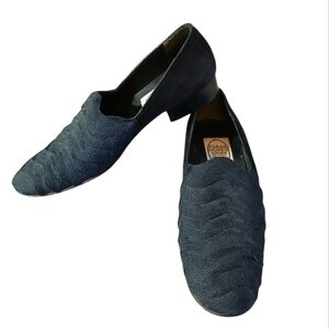 Vintage Emma Hope's Black Textured Suede Loafer Flats Women's size 7.5